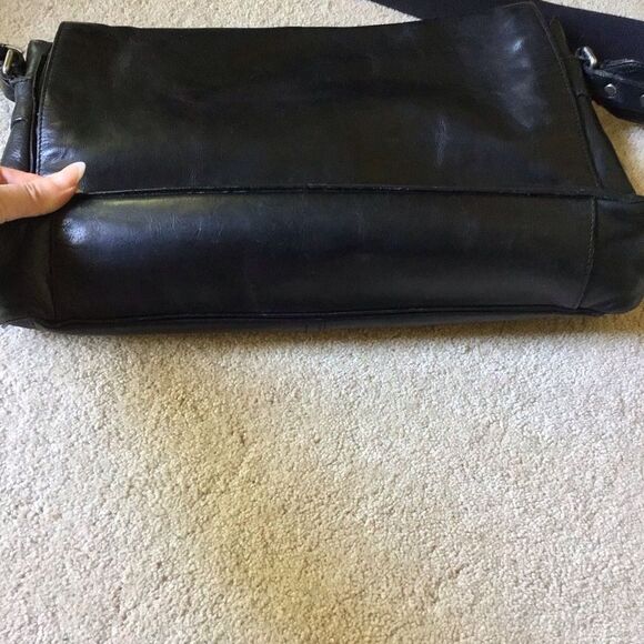 Vintage COACH Black Leather Big Flap Crossbody Messenger Bag Briefcase - Picture 7 of 12